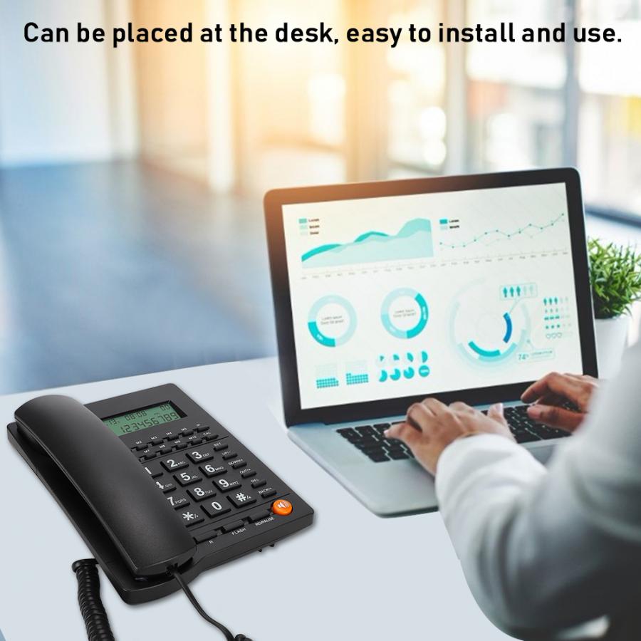 Elderly Big Button Phone Crystal Dialpad Landline Trade Call Desk Display Caller ID Telephone for Home Office Hotel Restaurant