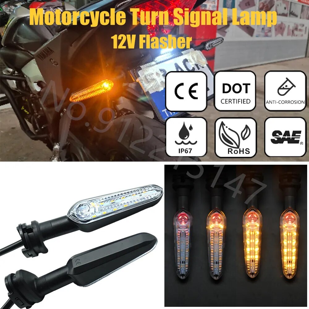 Turn Signals Motorcycle LED For Yamaha Mt07 Mt03 Tenere 700 Xj6 Fz25 Indicators Flashing 12V Relay Front Tail Lights DRL Lamp