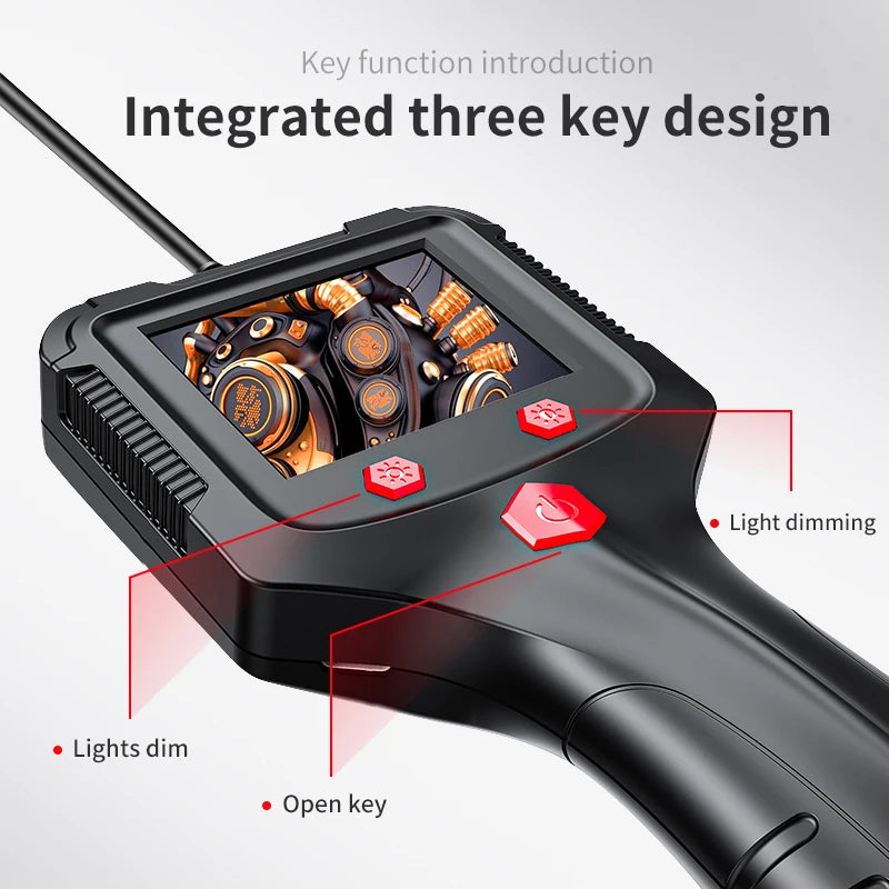 Industrial Endoscope Camera 2.4 Inch IPS Screen HD 1080P LED Light 30M Sewer Inspection Borescope Waterproof Detector Borescope