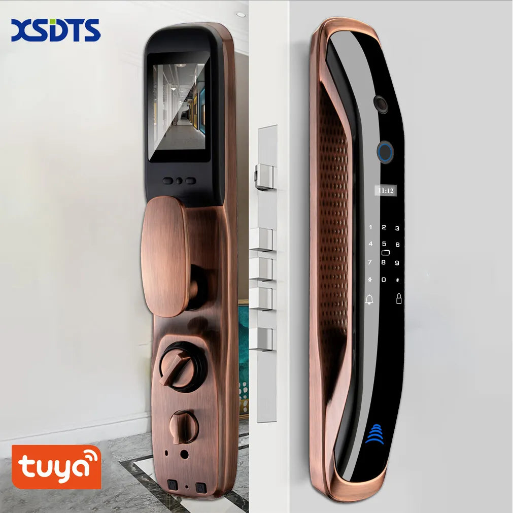 New Biometric Fingerprint Lock Security Smart Door Lock Password Electronic Locks Key IC Card Unlock APP Camera Electronic Lock