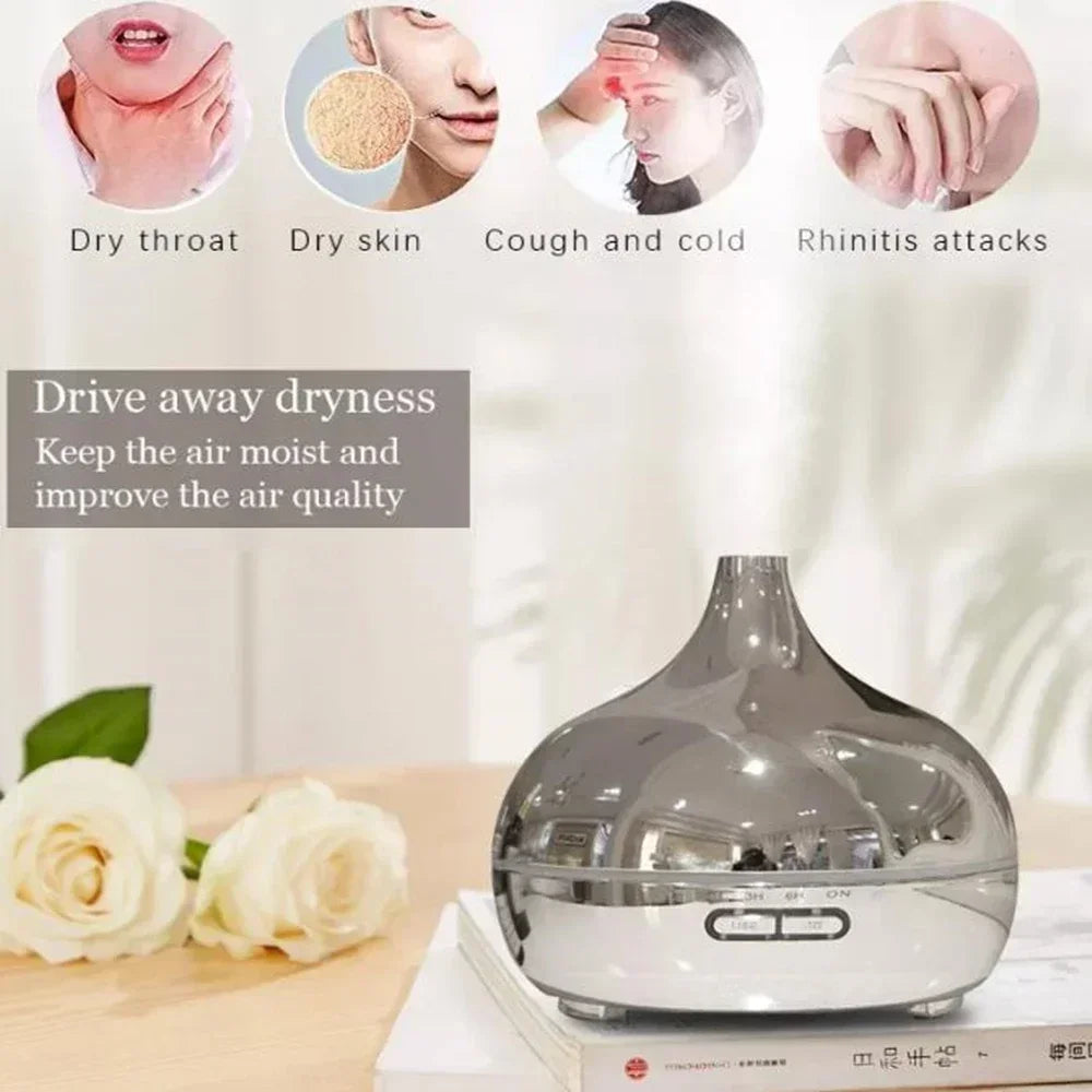 Electroplate Aroma Oil Diffuser Aromatherapy Humidifier 300ml Ultrasonic Timing for Home Decor Office Bedroom Humidificador