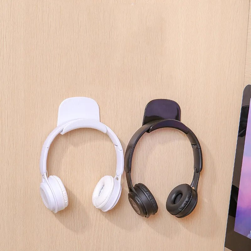 Punch-free head-mounted headphone bracket storage hook dormitory wall-mounted computer Headset Holder Earphone display stand