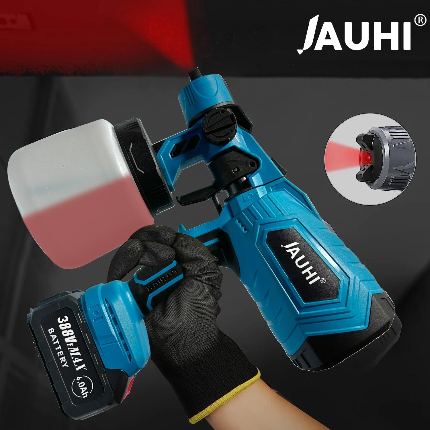 JAUHI 1000ML Electric Spray Gun Cordless Paint Sprayer Auto Furniture Steel Coating Airbrush Compatible For Makita 18V Battery