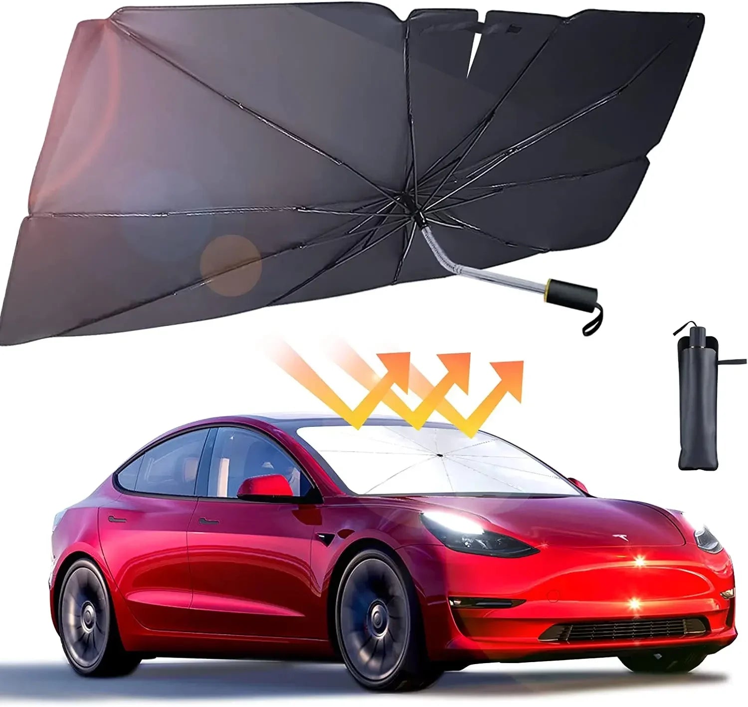 Car Sunshade Umbrella Car Sun Shade Protector Parasol Summer Sun Interior Windshield Protection Accessories for Tesla Model 3 Y