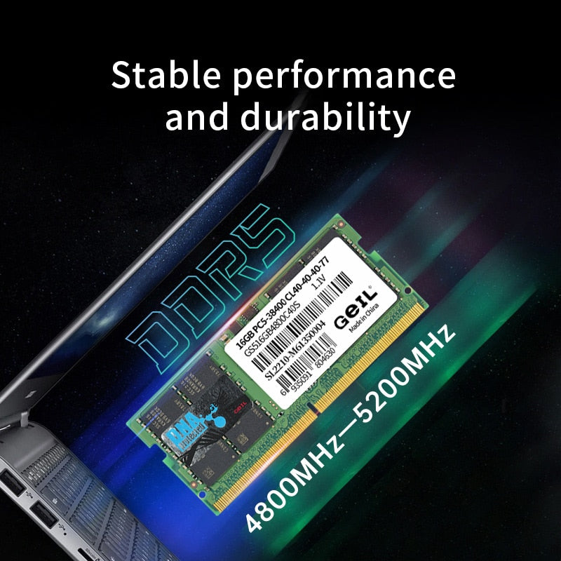 GeIL Memoria Ram DDR5 4800MHZ 5200MHZ RAM 8GB 16GB 32GB for Laptop CL40 Notebook Memoria RAM 1.1V