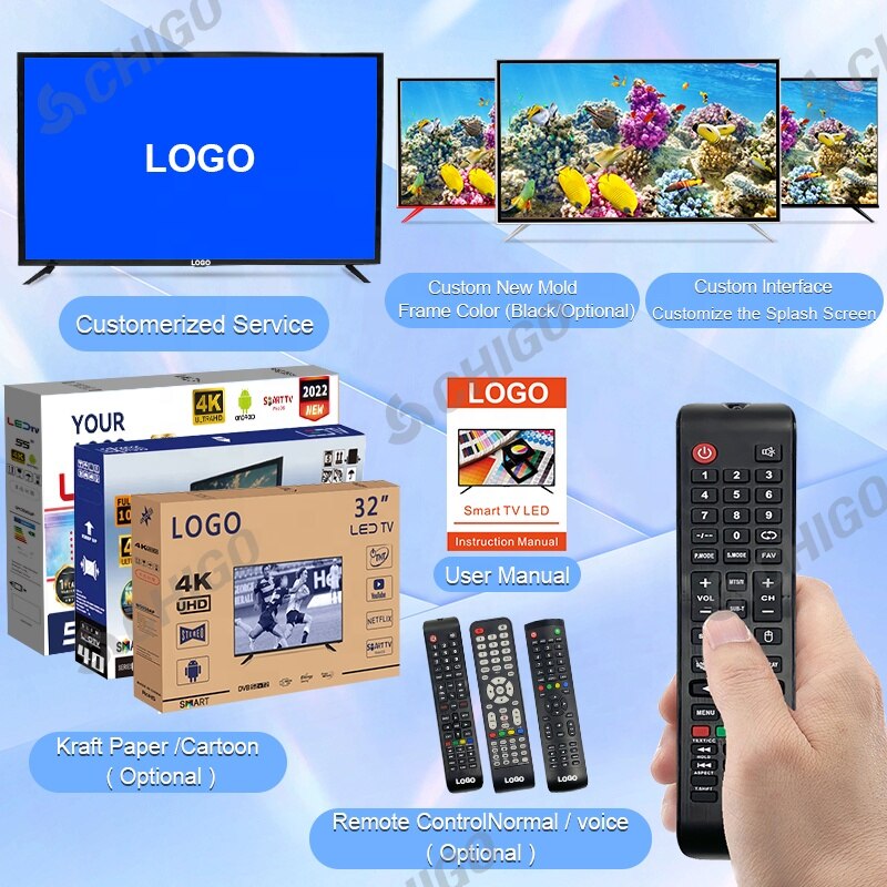 Factory LCD LED TV 32 Inch Android Television 4K Smart TV 40 43 50 55 Inch Cheap Flat Screen TV For Sales