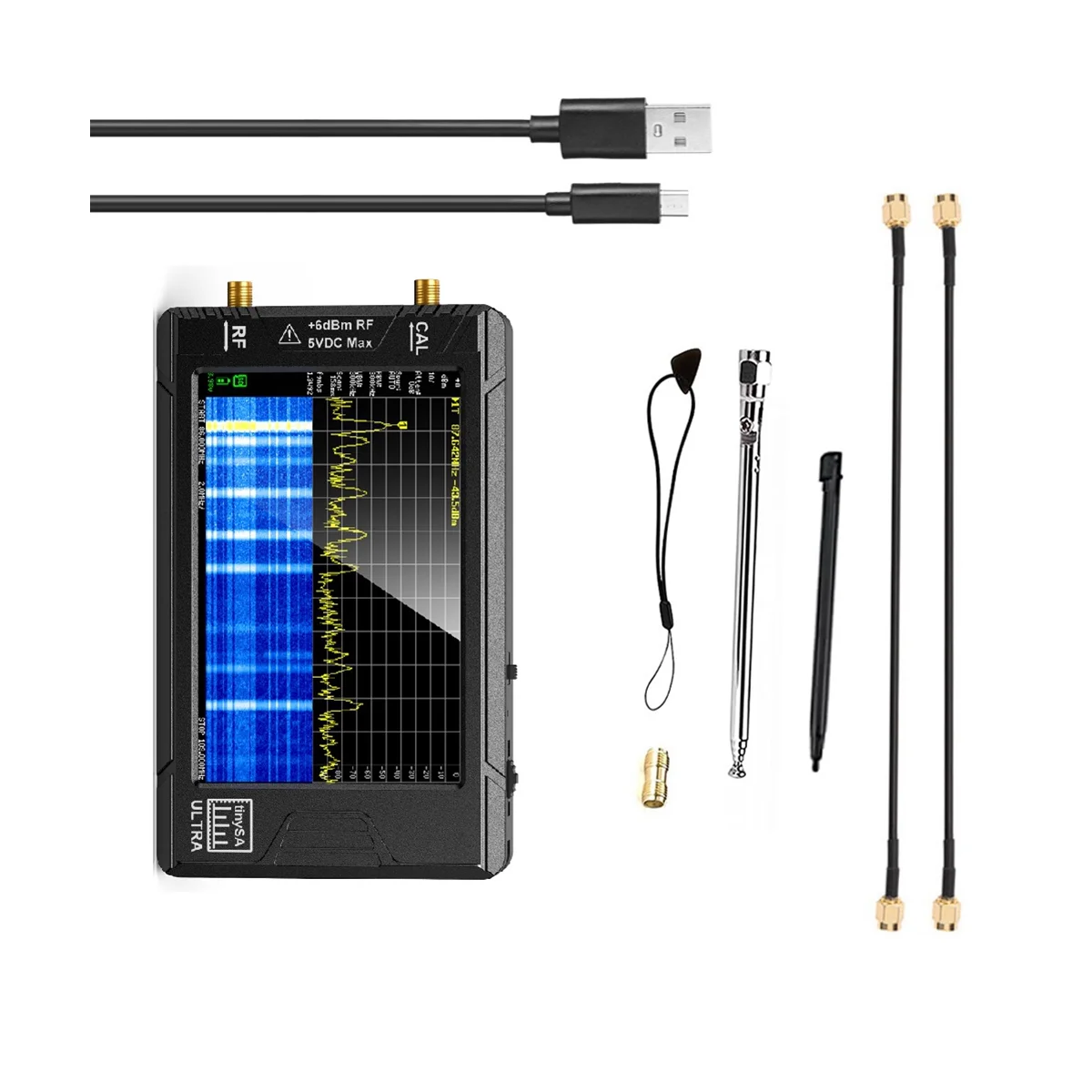 New TinySA Ultra 4 Inch Spectrum Analyzer Handheld Analyzer 4 Inch Display with Battery 100KHz to 5.3GHz with 32GB Card