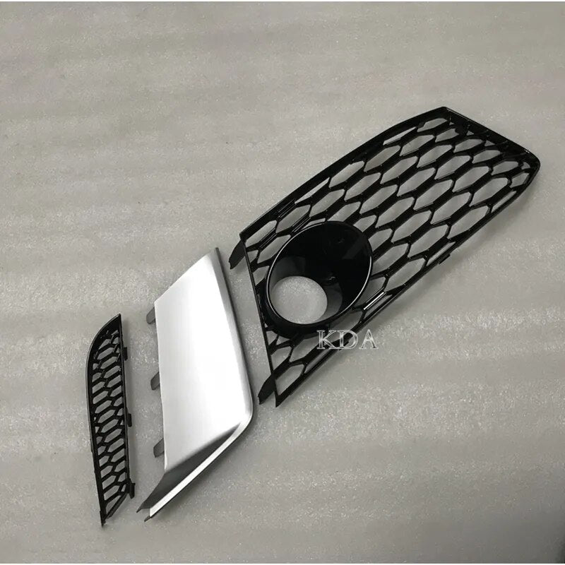 Auto Front Lower Bumper Fog Light Grille Grill Cover Frame Only for Auto A6 A7 Front Grill Upgraded to RS7 RS6 Silver Trim