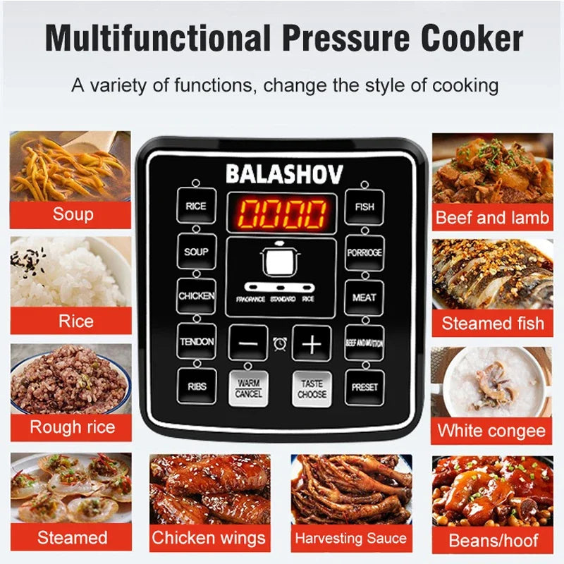 220V Multifunction Electric Pressure Cookers Soup Porridge Rice Heating Meal Heater 5L Intelligent Pressure Cooker for Home EU