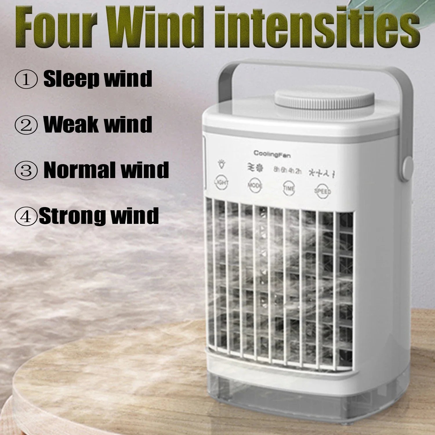 Electric Fan,Portable USB 3&4 Speeds Air Condition Humidifier,Cooler Wind Water Spray Big Capacity Tank for Room Office