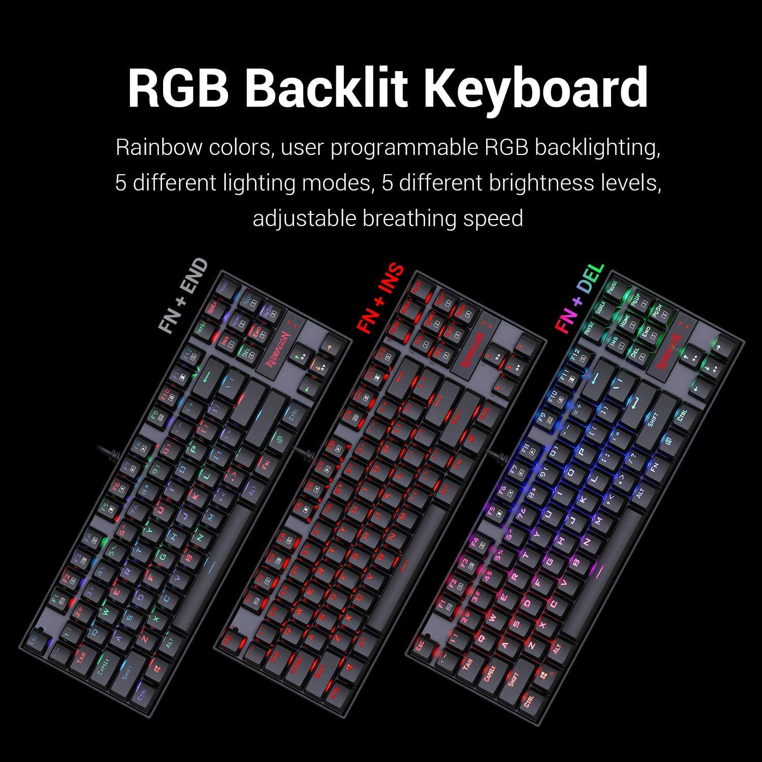 Redragon Keyboard Mouse Set K552-RGB-BA Mechanical Gaming Keyboard and Mouse Combo Wired RGB LED 60% for Windows PC Gamers