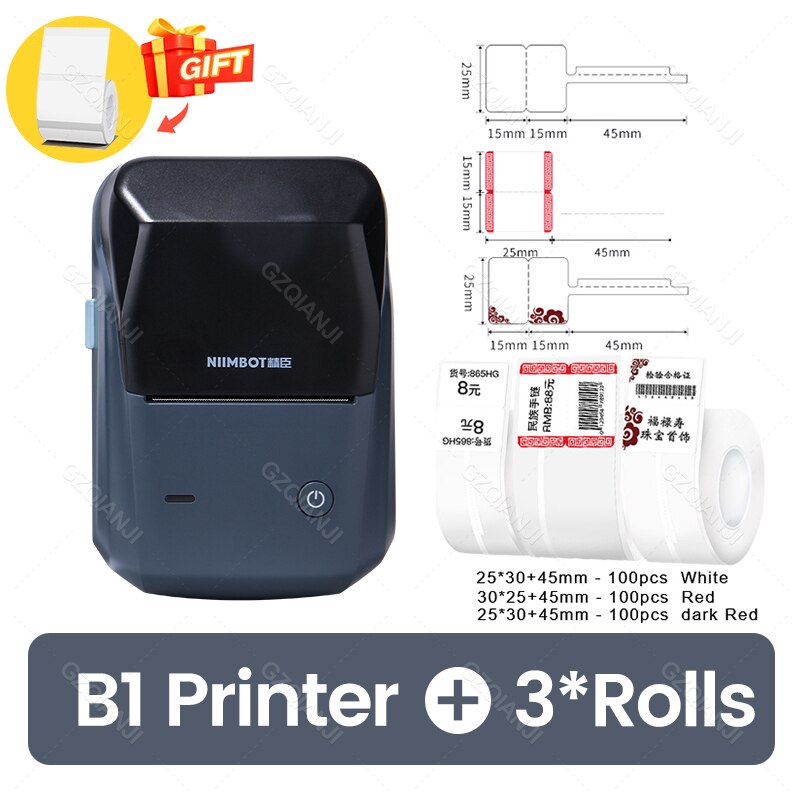 NiiMbot B1 Label Sticker Tag Price Printer with Paper Roll Waterproof Anti-Oil Tear-Resistant Price Tag Scratch-Resistant Papers