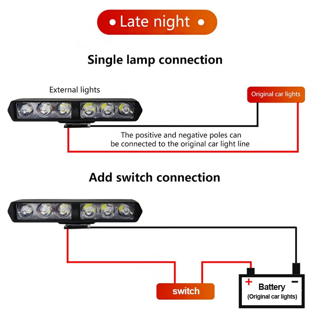 Motorcycle Headlight SpotLights DRL Flash 6 LED Auxiliary High Brightness Lamp Electric Vehicle Autocycle Modified Bulbs