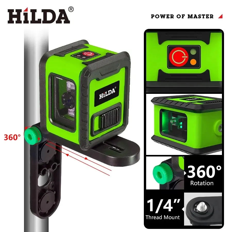 Hilda 2 Mini Lines Laser Level Self Levelling Green Beams Laser Horizontal & Vertical Cross-Line