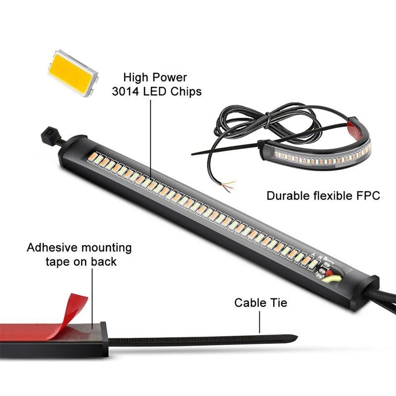 Universal Flexible LED Motorcycle Turn Signal Light Brake Lamp Bar Strip Off-road Moto License Plate Taillight LED Brake Light