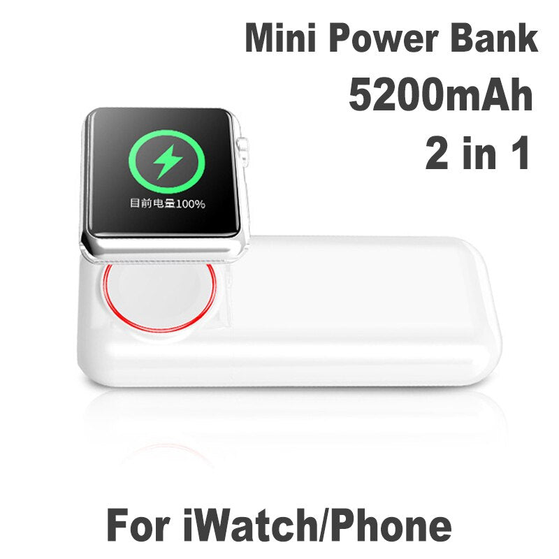 Mini Power Bank 5000mAh Portable External Auxiliary Battery For Apple Watch 7 8 Se Ultra iPhone 14 13 12 Samsung S22 S23 Xiaomi