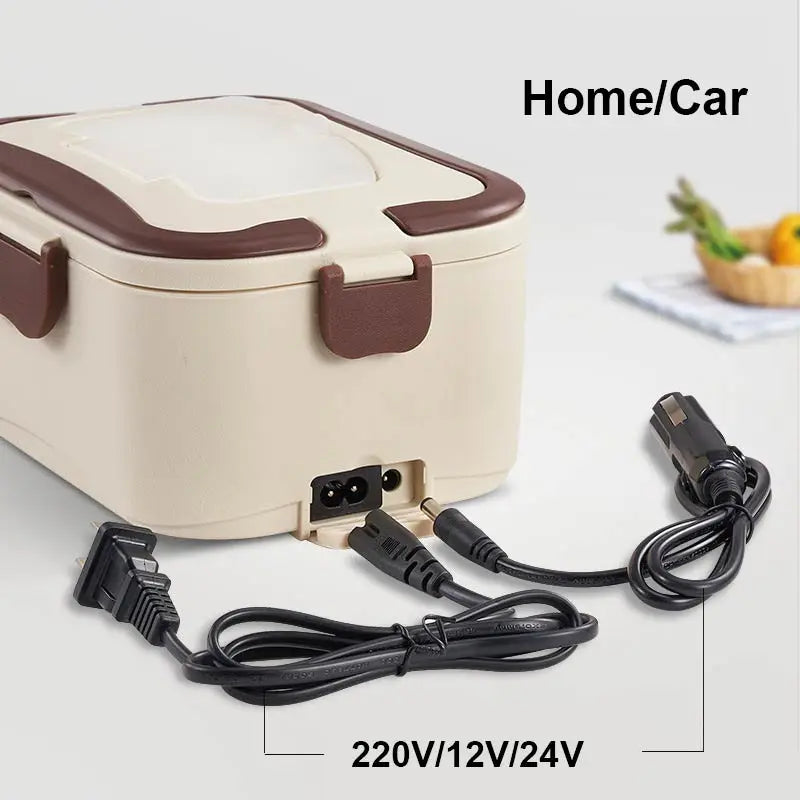 12V 24V Car Electric Lunch Box Portable 110V 220V Water Free Electric Rice Cooker 304 Stainless Steel Lunch Box Food Warmer 1.5L