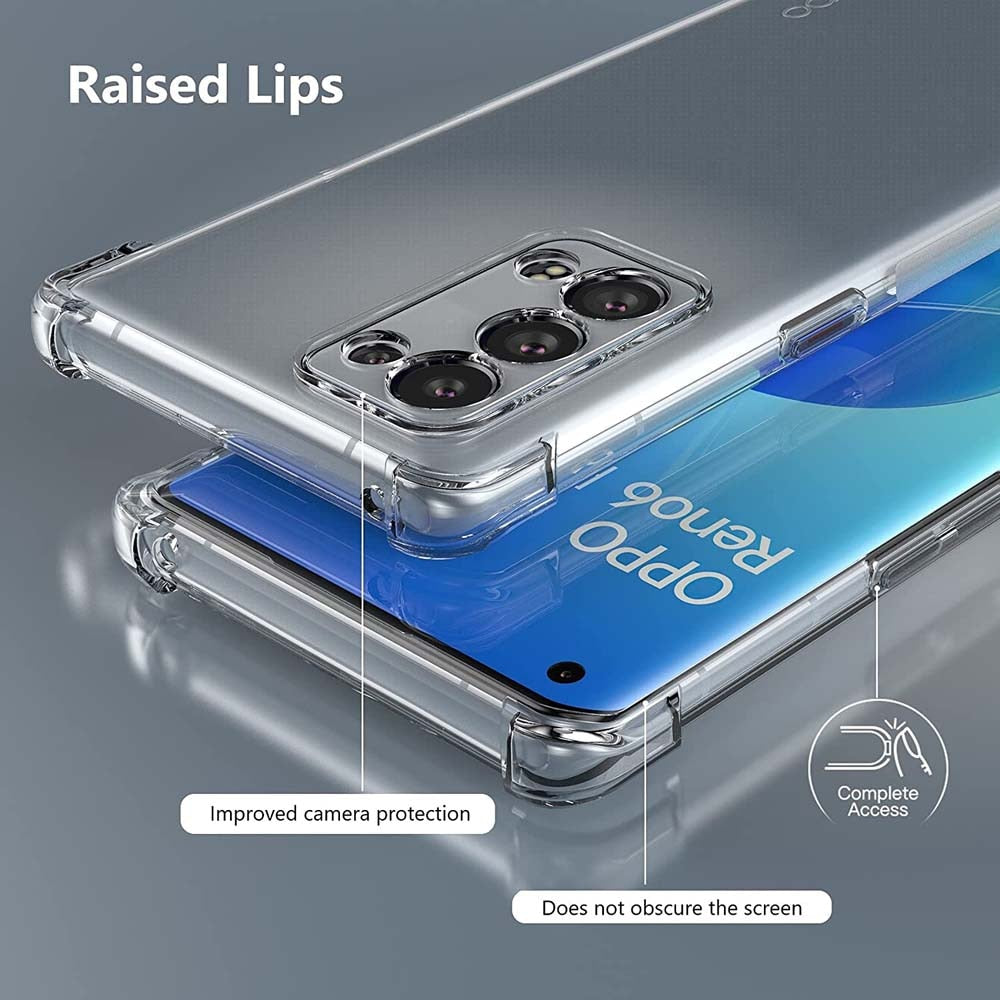 Luxury Clear Phone Case For Oppo Reno 6 Pro 5G Reno 7 5G 8 Lite 6 Lite 8Z 7Z Shockproof Case For Oppo Reno 3 4 Pro Reno 5 Cover