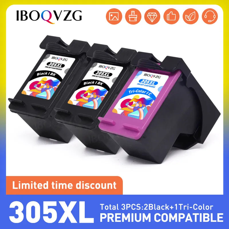 IBOQVZG 305 XL Replacement For HP 305 For HP305 Ink Cartridge For HP DeskJet 2700 2710 2721 2722 4120 4110 4130 1210 Printer