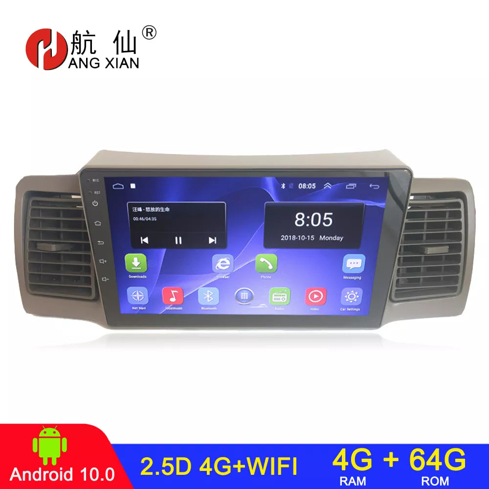 4+64 2 din Android car radio for Toyota Corolla E130 E120 2000 - 2004 Car Multimedia stereo car radio bluetooth air vent outlet