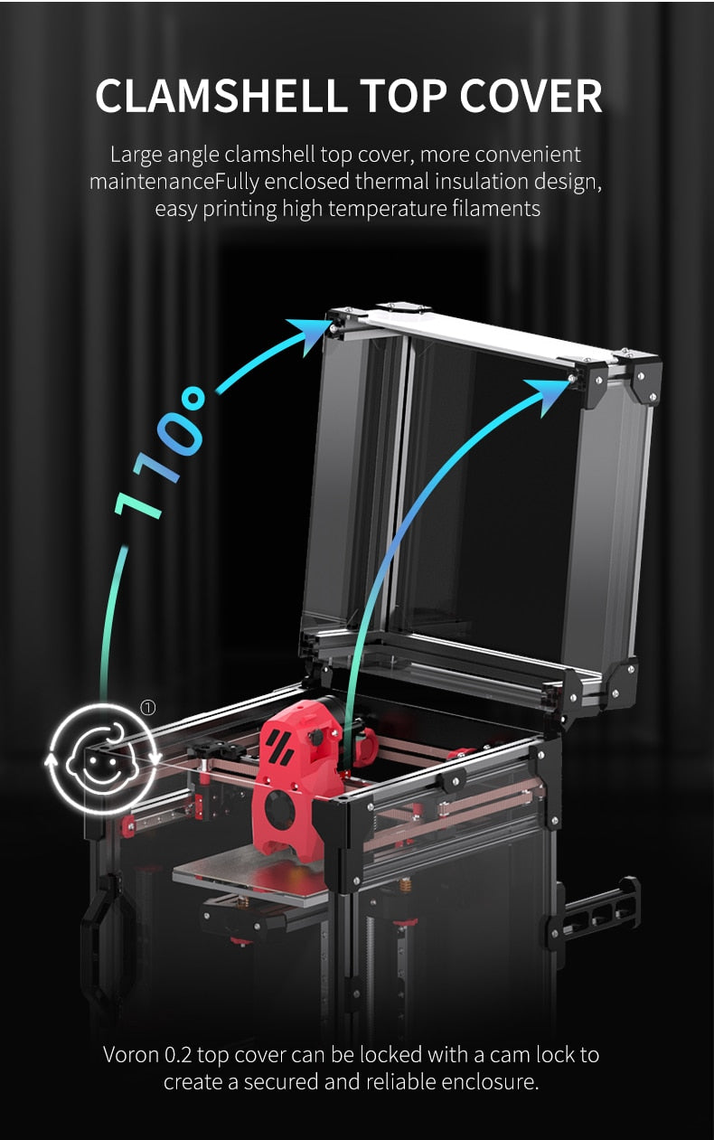 Siboor Upgraded Voron 0.2 R1 3D Printer+Color Extrusion Profile Frame Kits+Color ABS Printed Parts Customisable Optional