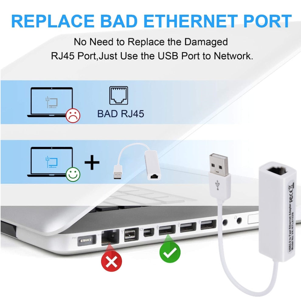 10/100Mbps USB Network Card USB 2.0 to Rj45 Lan Ethernet Adapter RTL8152B Network Card for PC Macbook Laptop Windows 7 8 10