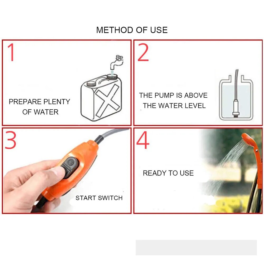 Car Washing Portable Car Shower with Cigarette Lighter Universal DC 12V Car Washer Cleaning Tool Outdoor Camping Travel Shower