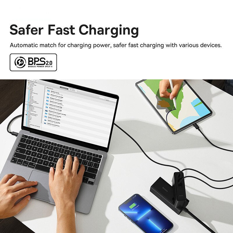 Baseus 140W GaN Charger USB Type C PD3.1 Fast Charge For Macbook Tablet Quick Charge 4.0 3.0 Phone Charger For iPhone 14 13 12