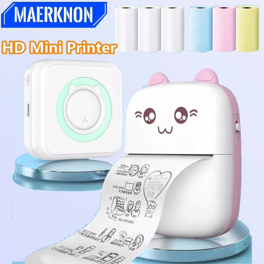 Mini Sticker Printer Thermal Printers Portable Bluetooth Inkless Photo Printing Compatible with Android iOS 200dpi Label Printer