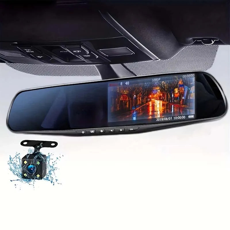 4.2-inch Large Screen Rearview Mirror Tachograph Dual Lens HD 1080P Night Vision Car Video Recorder General Purpose