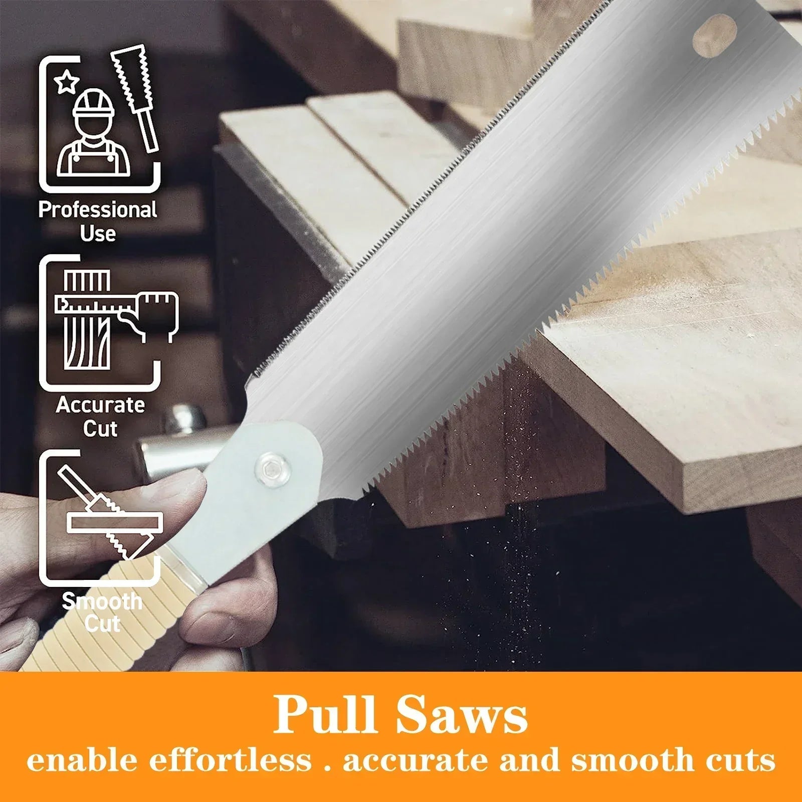Japanese Hand Saw 9.3inch SK5 High Carbon Steel Double Edged Efficient Hand Tool Sharp Pull Saw 10/17 TPI Woodworking Hand Saw