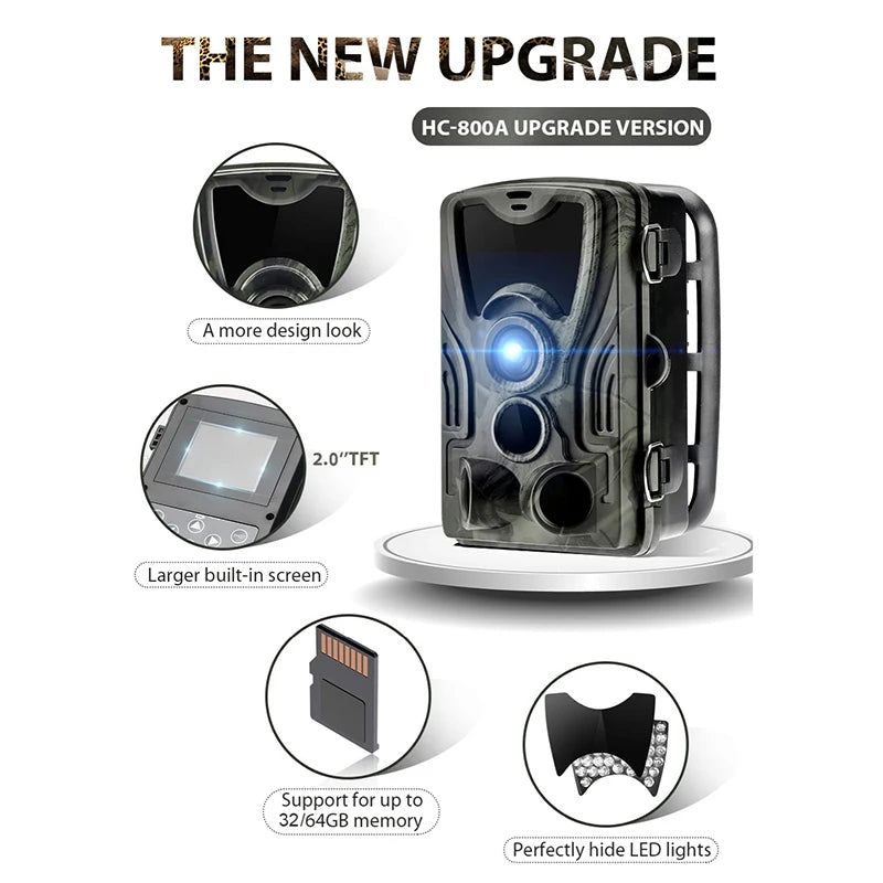 Night Vision Hunting Trail Camera 1080p Wildlife Camera Outdoor 16mp Hunting Cameras Hc801a Motion Activated Ip65 Pir Sensor