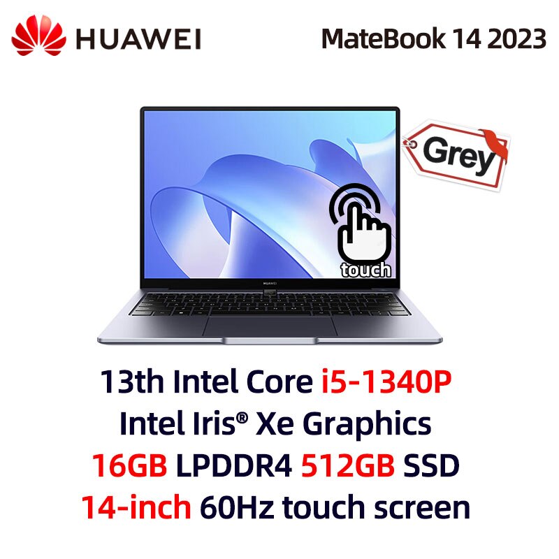 HUAWEI  MateBook 14 Laptop 2023 Intel Core I7-1360P I5-1340P 16G/32GB 512G/1TB SSD Xe Graphics 14″ 60Hz Touch Screen Notebook PC