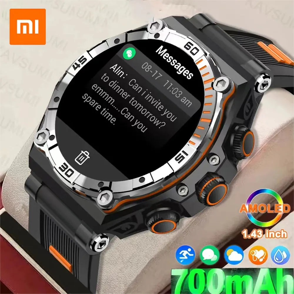 Xiaomi 2023 Men 1.43-inch Bluetooth Calling Smartwatch 700mAh Battery Heart Rate Blood Pressure Meter Women Fitness Sports Watch
