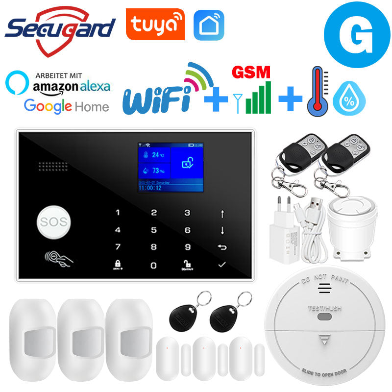 WiFi GSM Alarm System Tuya Smart Home TFT Screen RFID APP Touch Keyboard House Burglar Security Alarm Support Voice Switching