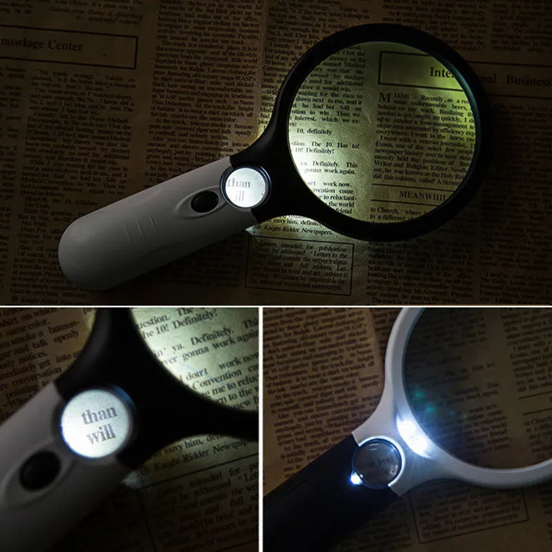 3 LED Light 45X Magnifying Glass Lens Mini Pocket Handheld Microscope Reading Jewelry Loupe Handheld Magnifiers