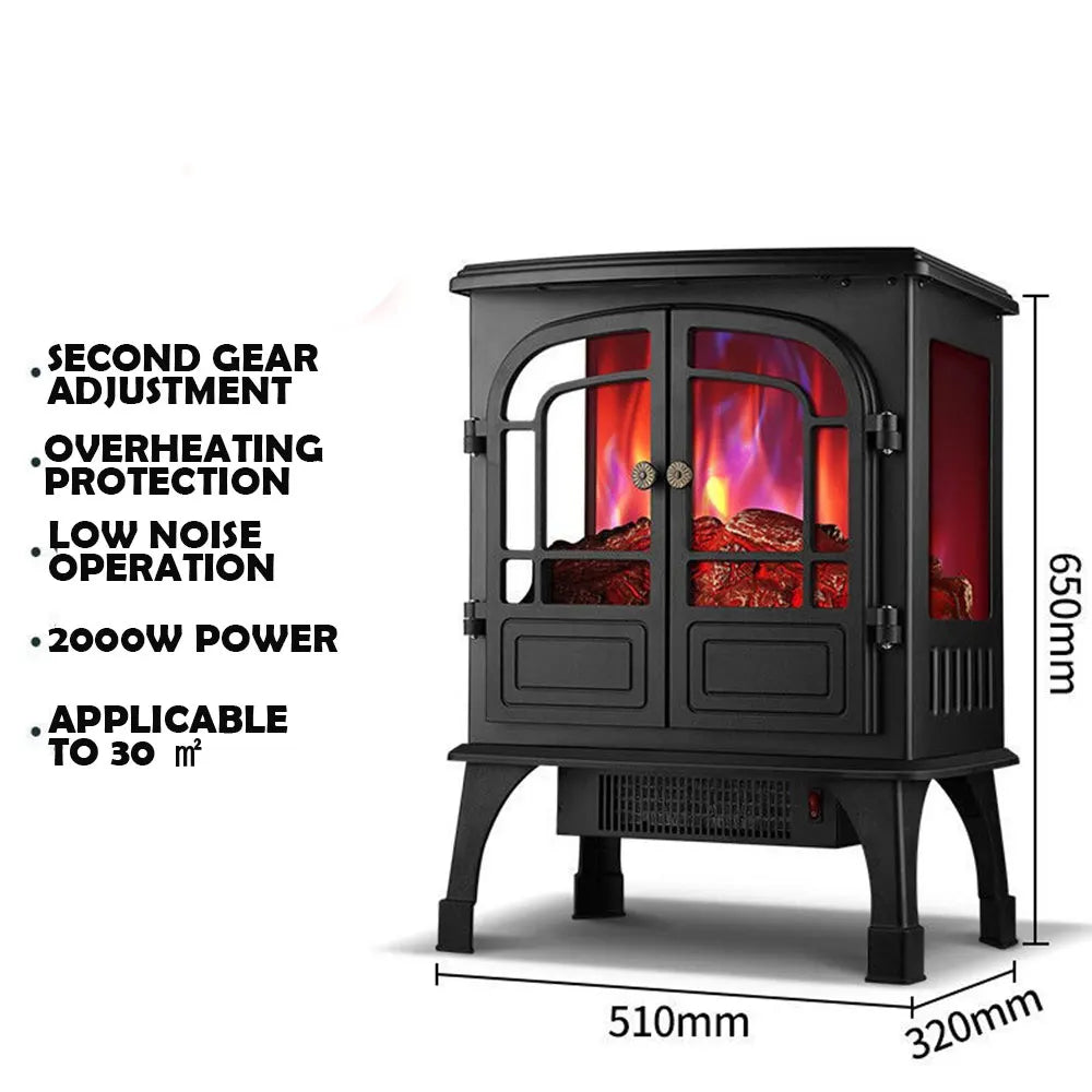European Style Heating Furnace Indoor Smokeless Electric Fireplace Household Heating 3D Flame Mountain Multi Bedroom Adjustable