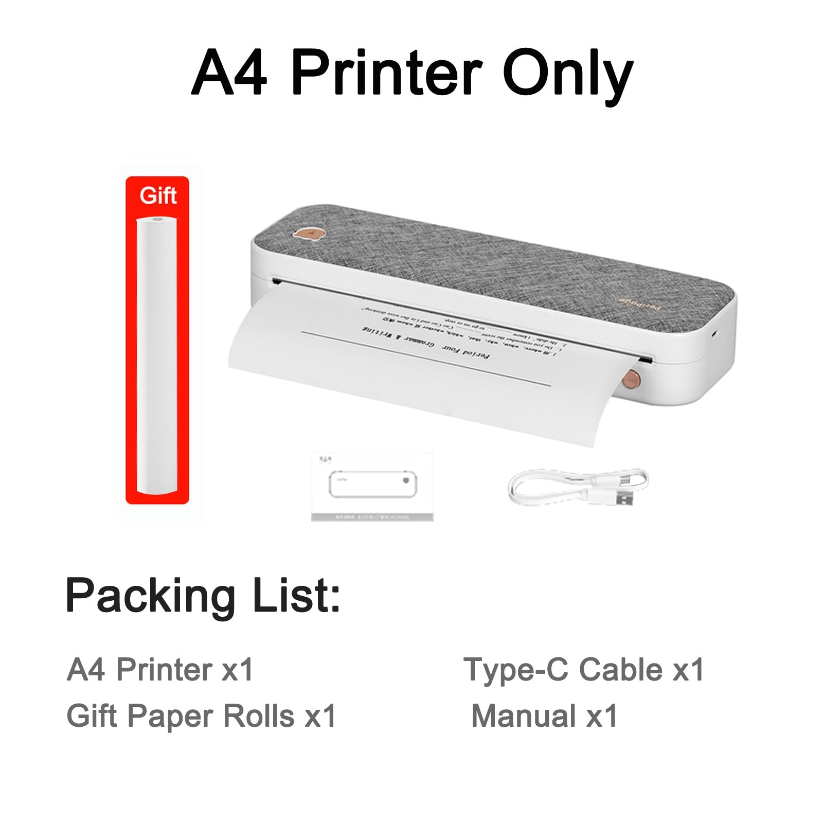 Easy Carry Wireless Portable HD Thermal Peripage A4 Printer Machine for Travel Business Office Work Homework PC Mobile Phone
