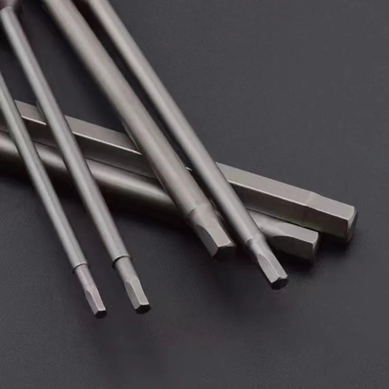 150mm/200mm Lengthen Hex Head Allen Wrench S2 Alloy Magnetic /4" Hex Shank Electric Hex Bit Screwdrive H8 H10 H12 Large Size