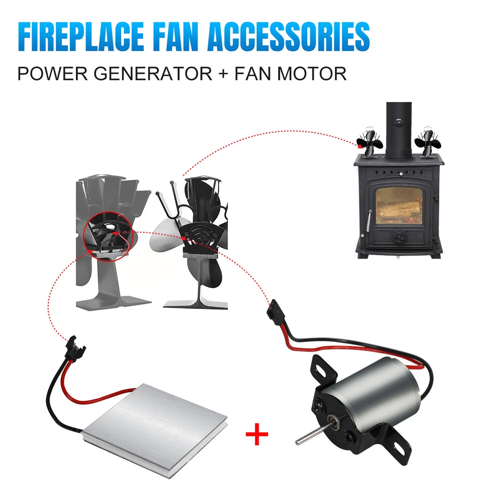 Fireplace Fan Motor Wood Stove Fan General Accessories Electric Power Generator With Power Generation Sheet Electric Fireplace