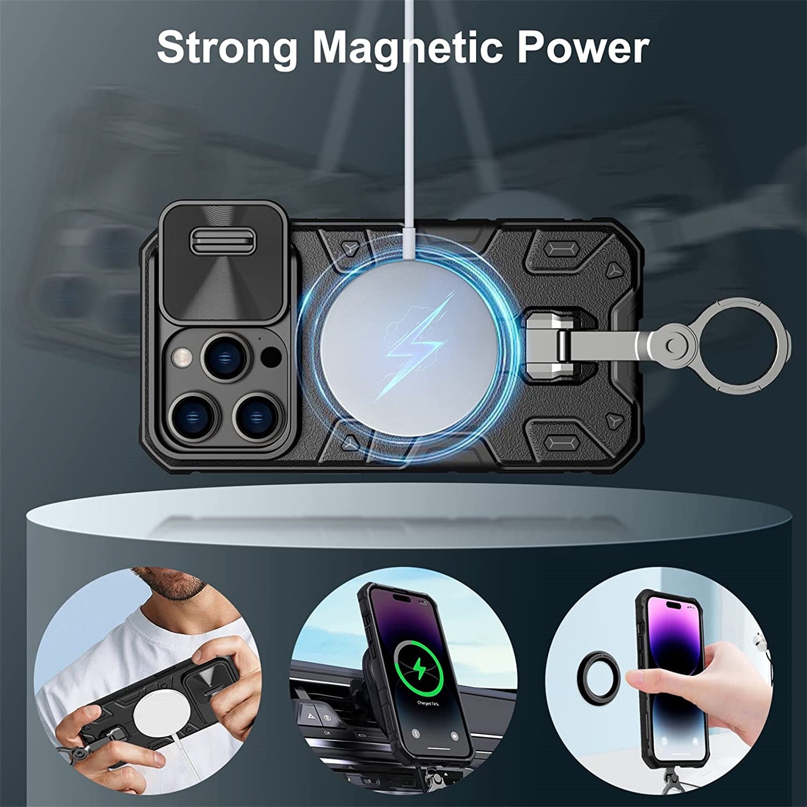 for iPhone 14 Pro Max Case For iPhone 14 Plus NILLKIN CamShield Armor Pro Magnetic Case Slide Camera Case With Ring Kickstand