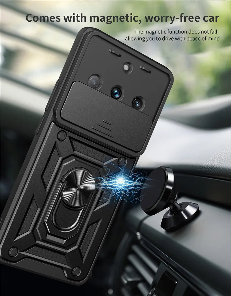 For OPPO Realme 11 Pro Plus Case Car Magnetic Ring Holder Armor Phone Cases For Realme 11 Pro Realme11 Pro+ RMX3740 Back Cover