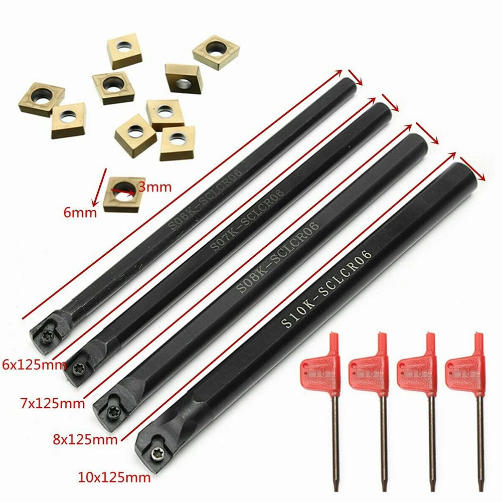 4 Set Lathe Turning Tool Holder Boring Bar Metal Shank Lathe Tool Lathe Cutter CNC Metal Turning Rod Holders And Inserts