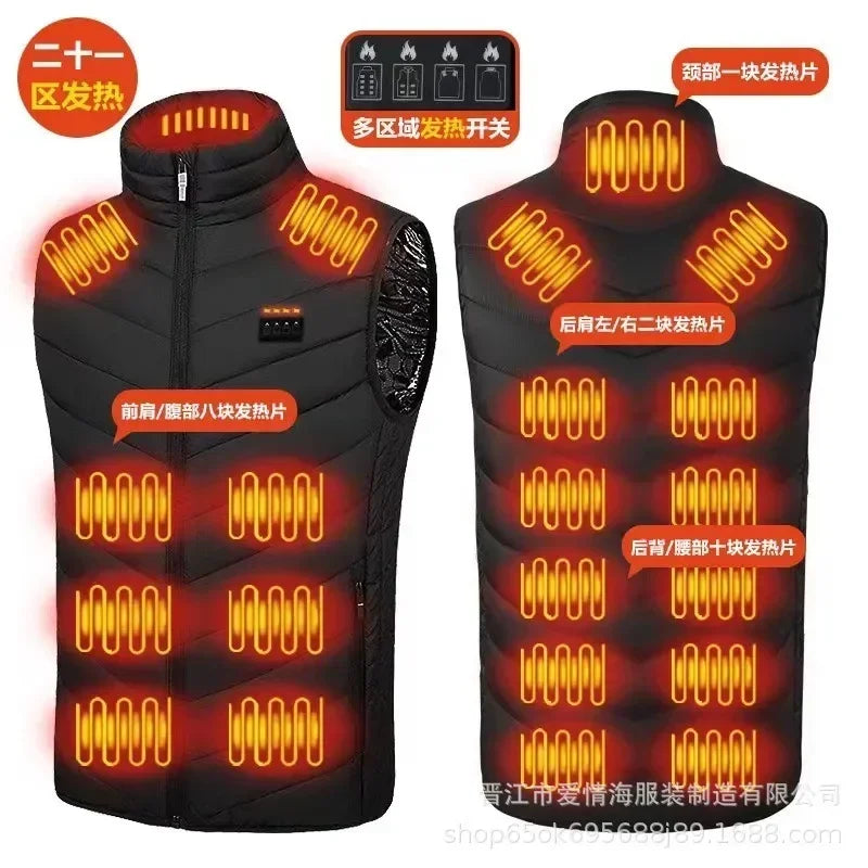 Winter Heated Vest Motorcycle Jacket for Men Womens 21 Areas Jacket Heated Heating Warmer Vest USB Heater Tactical Jacket Coat