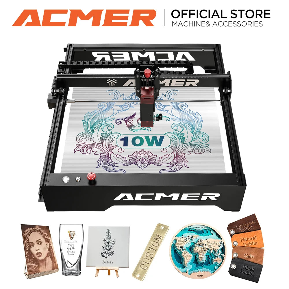ACMER P1 10W  Laser Engraver Tools Engraving Cutting Machine 400X410mm For Size  Wood Metal Support Offline With Wifi Control