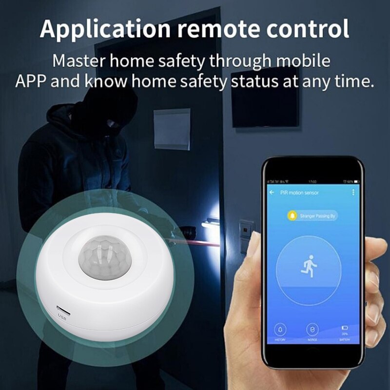 Tuya Zigbee PIR Motion Sensor Detector Movement Sensor Smart Life APP Wireless Home Automation System Work with Alexa Google Hom