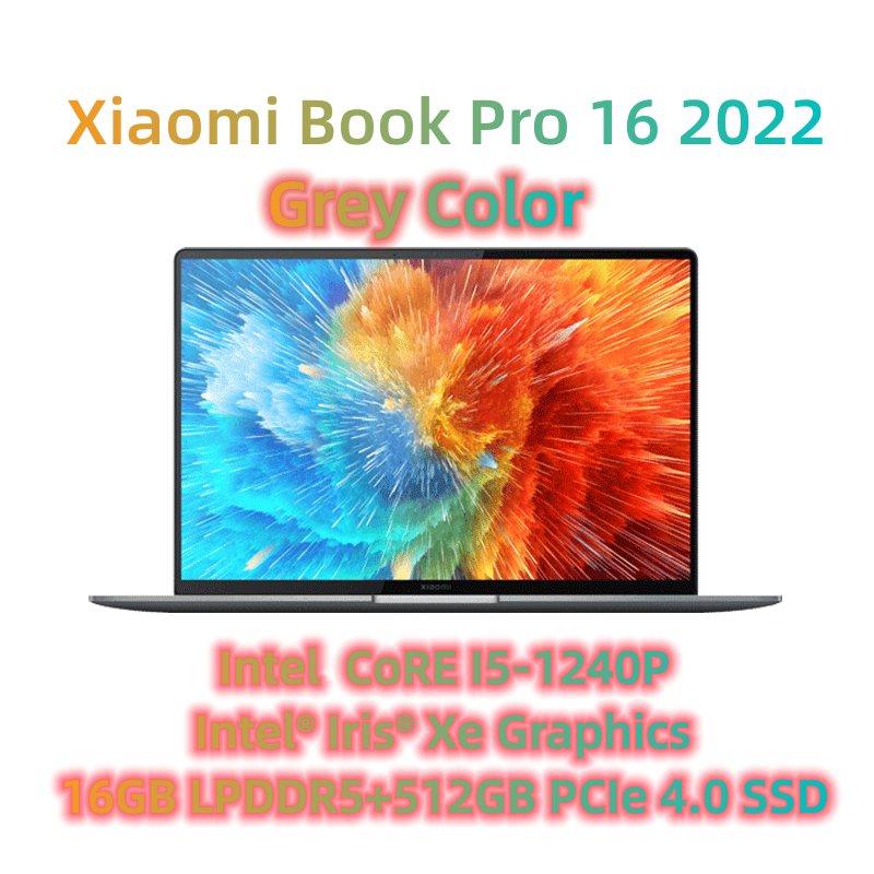 Xiaomi Book Pro 16 Laptop 2022 i5-1240P Processor Intel Iris Xe GPU 16G LPDDR5+512G SSD 4K OLED Touch Screen Mi Thin Notebook