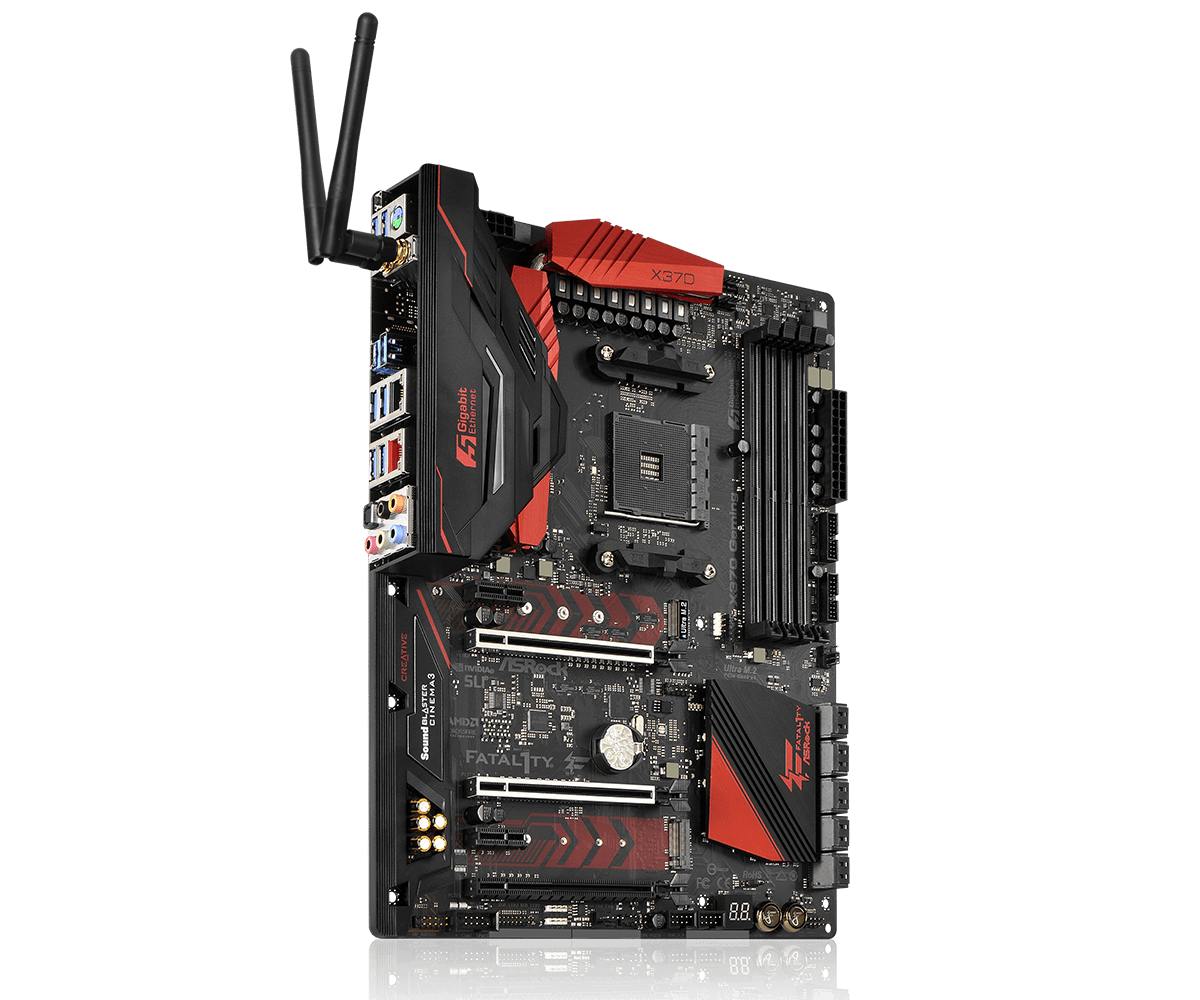 AMD X370 Motherboard ASRock Fatal1ty X370 PROFESSIONAL GAMING Socket AM4 4×DDR4 64GB PCI-E 3.0 M.2 USB3.1 ATX