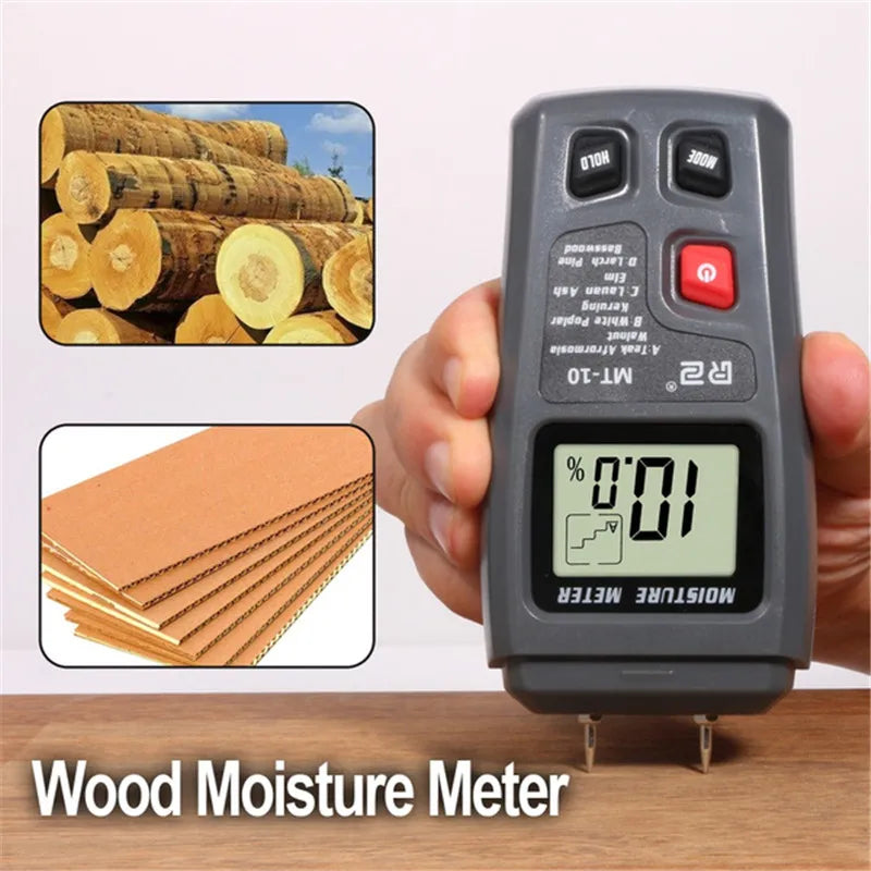 1PC MT10 Hygrometer Accurate Large LCD Display Wood Moisture Tester Digital Wall Moisture Detector Wood Moisture Meter Tools