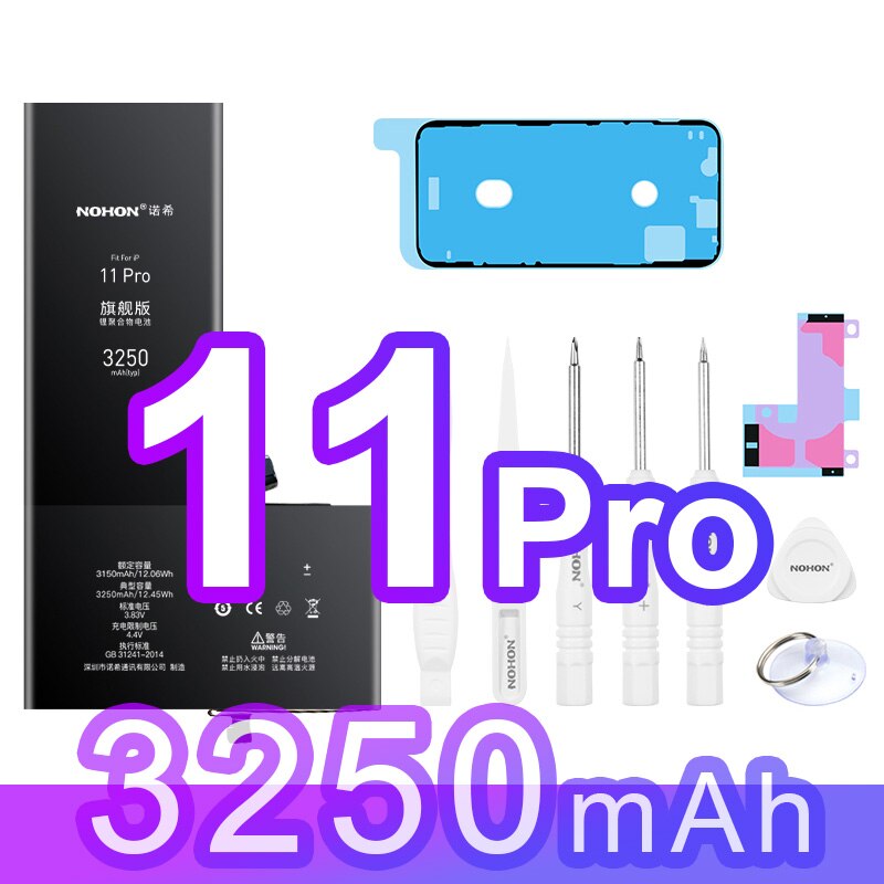 NOHON High Capacity Battery for iPhone 11 Pro Max Phone Bateria for iPhone 12 13 X XR XS Max SE 2020 SE2 6 6S 7 8 Plus